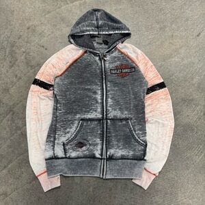 Harley-Davidson Black and White Zip-Up Hoodie